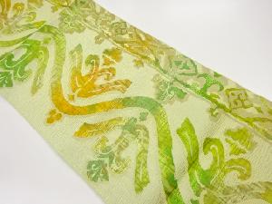 抽象曲線に花唐草模様織出し名古屋帯